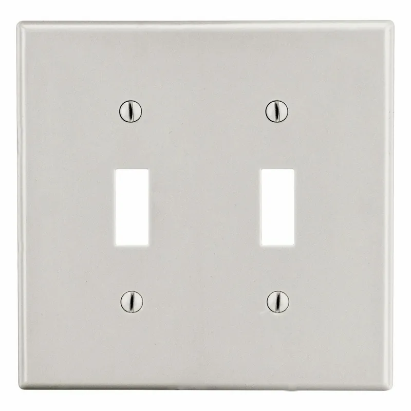 Hubbell Wiring Device - Kellems PJ2LA Wallplate Mid-Size 2-G 2 Toggle Light Almond