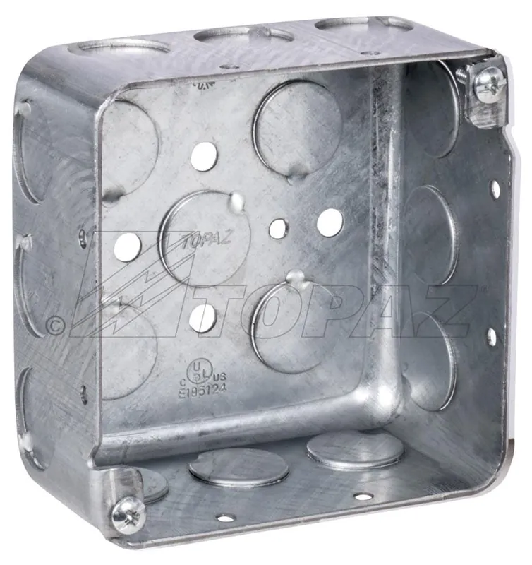 Topaz D4451 4 Square Box Steel 2-1/8 DP 1/2 KO