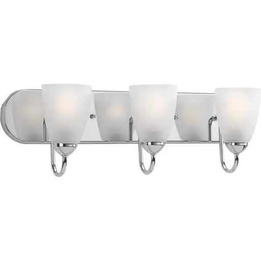 Progress P2708-15 Gather Collection Three-Light Polished Chrome Etched Glass Traditional Bath Vanity Light