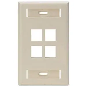 Ortronics OR-KSFP4 Ortronics KSFP4 1-Gang Keystone Faceplate, 4-Ports, Fog White
