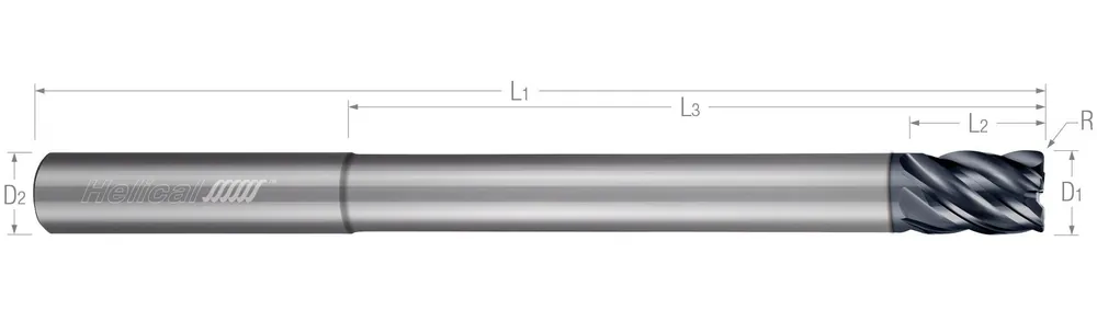 Helical 51319 HEL 5/8x3/4x6 R.120 RCH=2.3/8 5F APLUS CARB VP ENDMILL CYL