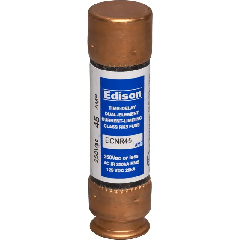 Edison ECNR45 45A ECNR Time-Delay Fuse, Class RK5, 250 VAC, 200 kAIC, Dual-Element