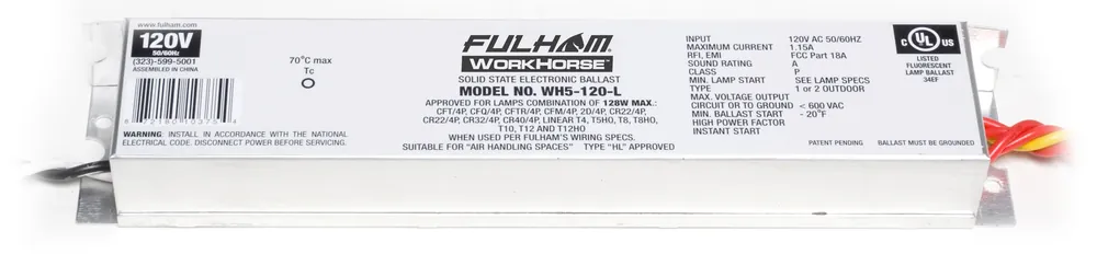 Fulham WH5-120-L 128 W 1.15 Amp 120 Volt Ballast