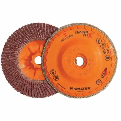Walter Surface Technologies 15-R458 Enduro-Flex 15-R Close Standard Density Coated Flap Disc, 4-1/2 in Diameter Disc, 7/8 in...