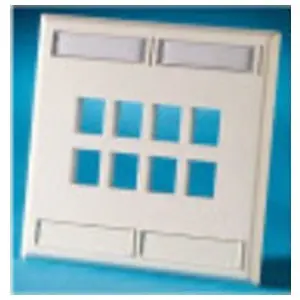 Ortronics OR-KSFP8 TechChoice Plastic Faceplate 2-Gang Eight Keystone Jack or Module Fog White