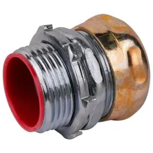 ABB TC715A-RT 1-1/2 Inch Steel City Zinc Plated Steel Raintight EMT Compression Connector With Insulated Throat