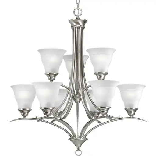 Progress P4329-09 Trinity Collection Nine-Light Brushed Nickel 30 Inch Chandelier Light