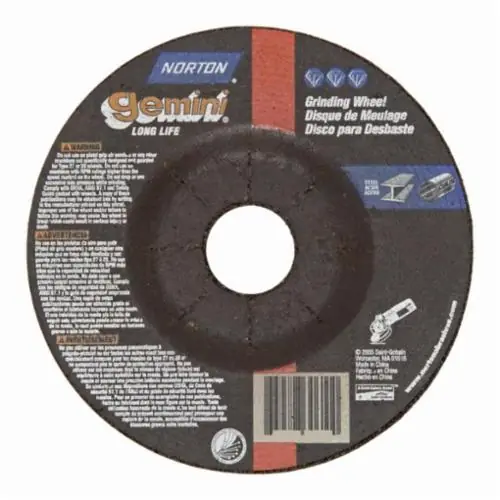 Norton 66252940147 Gemini Depressed Center Wheel, 7 in Dia x 1/4 in THK, 24 Grit