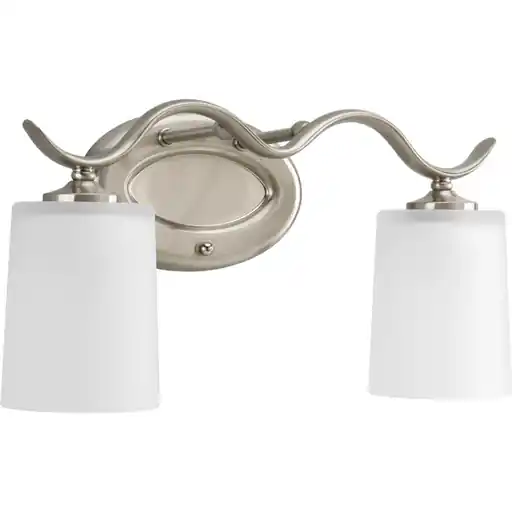 Progress P2019-09 Inspire Collection Two-Light Brushed Nickel Etched Glass Traditional Bath Vanity Light