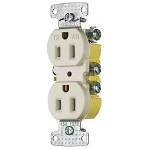 Hubbell Wiring Device - Kellems RR15SLAWRTR TradeSelect, Straight Blade Devices 15A 125V 2-Pole 3-Wire Grounding Self Grounding Light Almond