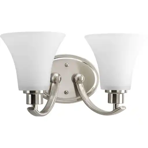 Progress P2001-09 Joy Collection Two-Light Brushed Nickel Etched Glass Traditional Bath Vanity Light