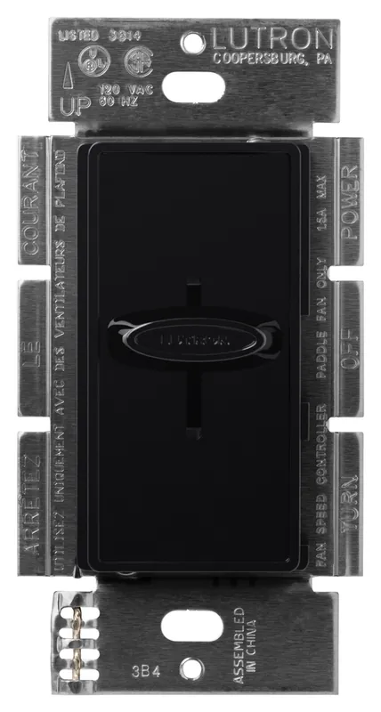 Skylark SFSQ-F-BL 1-Pole 1.5 Amp 120 VAC 3-Speed Black Slide to Off Fan Speed Controller