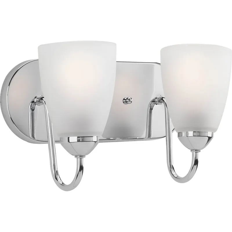 Progress P2707-15 Gather Collection Two-Light Polished Chrome Etched Glass Traditional Bath Vanity Light