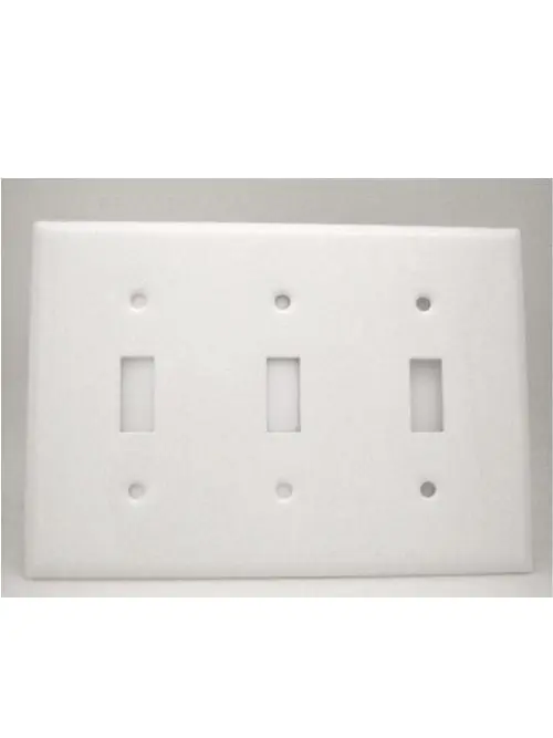Mulberry Metal Products 86073 3-Gang White Semi Gloss Painted Steel Switch Wallplate