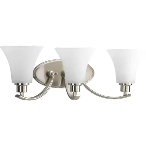 Progress P2002-09 Joy Collection Three-Light Brushed Nickel Etched Glass Traditional Bath Vanity Light