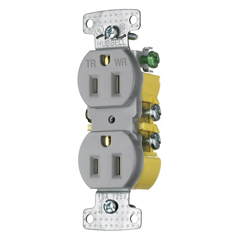 Hubbell Wiring Device - Kellems RR15SGYWRTR TradeSelect Straight Blade Duplex Receptacle 15A 125V 2-Pole 3-Wire Grounding