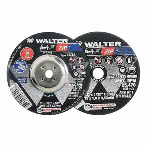 Walter Surface Technologies 11L403 Zip Type 1 Cut-Off Wheel 4 in Dia x 1/32 in THK 3/8 in Center Hole A-60-ZIP