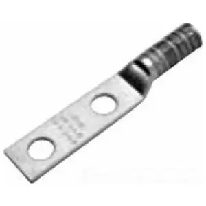 Burndy YAZ1C2TC14 1 AWG CU, Two Hole, 1/4 Stud Size, 5/8 Hole Spacing, Long Barrel, Inspection Window Internal Chamfer