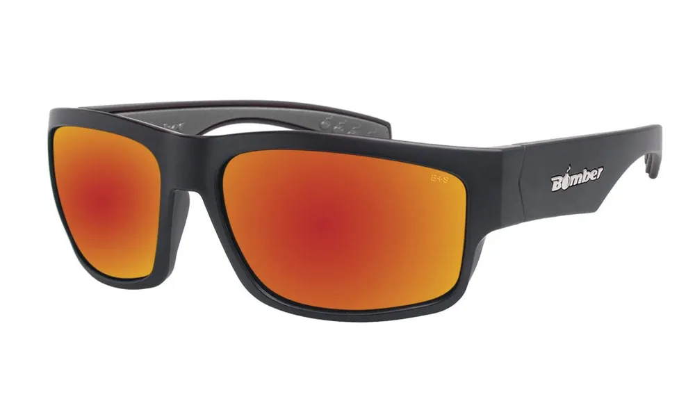 Bomber TR103RM Bomber Tiger Bomb Red Mirror with Gray Foam Lens/Matte Black Frame Safety Glasses