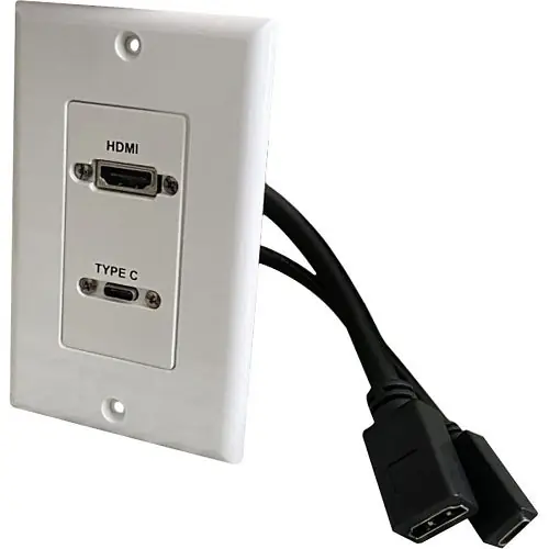 Comprehensive WPD-HD-U3C-AW Single Gang Pass-Through Decorative Wall Plate with HDMI Female Port and USB 3.0 Type Pigtail