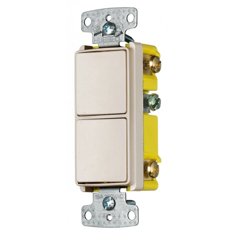Hubbell Wiring Device - Kellems RCD101LA Combination Devices Residential Grade Decorator Series Two Single-Pole Rockers 15A 120V AC