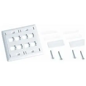 CommScope Systimax 108685025 L Type 8-Port 2-Gang Flush Mounted Faceplate White