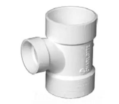 CHARLOTTE PIPE PVC004012400 8 in. Hub x 8 in. Hub x 4 in. Hub PVC DWV Sanitary Reducing Tee