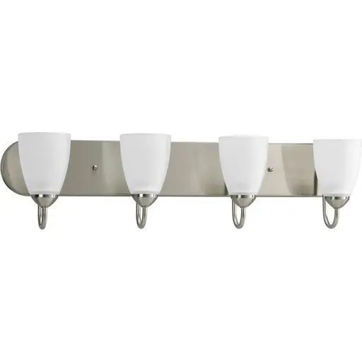 Progress P2709-09 Gather Collection Four-Light Brushed Nickel Etched Glass Traditional Bath Vanity Light