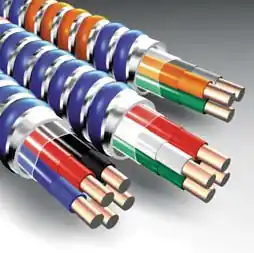 AFC Cable Systems 1702B42T00 MC Cable 14/3 Solid (Black,Red,White) w/Ground Lightweight Steel Armored Cable, 120/208V, 250ft Coil