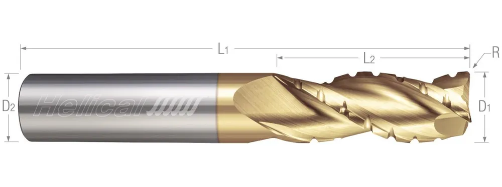 Helical 84797 1/8 in Diameter End Mill with 0.03 in Corner Radius