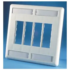 Ortronics OR-40300554 TracJack Plastic Faceplate 8-Port Dual Gang Fog White