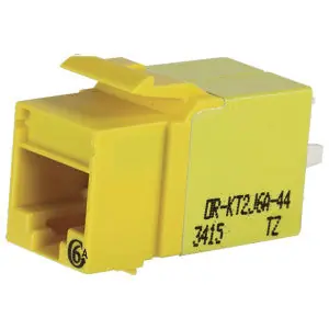 Ortronics OR-KT2J6A-44 Category 6a Keystone Jack T568A/B Yellow 1 Beryllium Copper Phosphor Bronze Gold-Plated Nickel-Plated