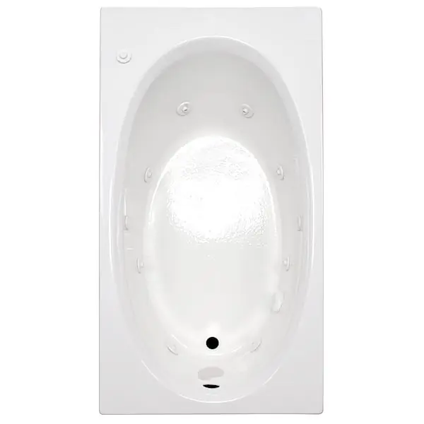 American Acrylic & Injection BR-19 White RH WP 32 in x 60 in Oval Whirlpool Bathtub, Drop-In