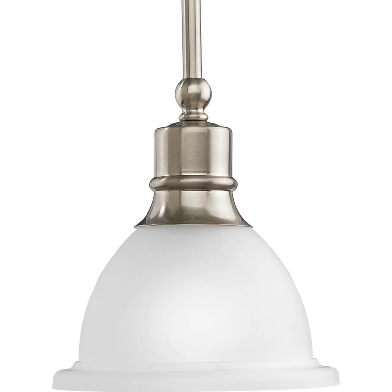 Progress P5078-09 Madison Collection One-Light Brushed Nickel Etched Glass Mini-Pendant Light