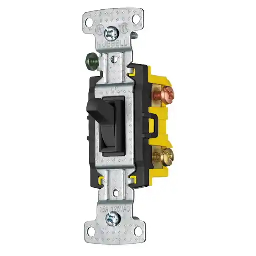Hubbell RS315BK 15 Amp 120 VAC 3-Way Black Toggle Switch