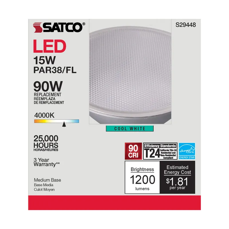 NUVO Lighting S29448 PAR38 LED 15 Watt 4000K Medium Base Replacement MPN