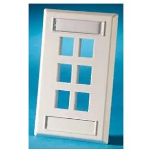 Ortronics OR-KSFP6-88 TechChoice Plastic Faceplate 1-Gang Six Keystone Jack or Module Cloud White