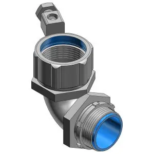 ABB 5357GR 53® Series Liquid Tight Connector Zinc Plated Malleable Iron 90° Insulated Throat Grounding Lug 2 in.