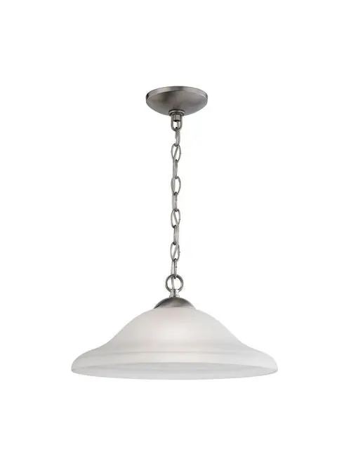 Thomas Lighting 1201PL/20 THO 1 LT LG PEND BRUSHED NICKEL W WHITE GLASS STAIR LANDING