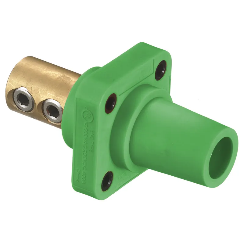 Hubbell Wiring Device - Kellems HBLFRGN Heavy Duty Products, Single Pole Devices, Industrial Grade, Female Receptacle, 300/400A 600V AC/DC, Set Screw, Green