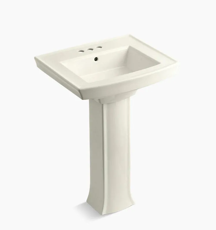 KOHLER 2359-4-96 Archer 23 x 20 in. Rectangular Pedestal Sink with Base in Biscuit
