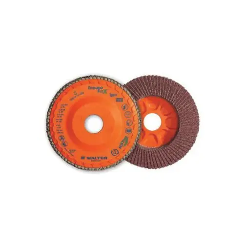 Walter Surface Technologies 06F458 Enduro-Flex Stainless 06-F Close Spin-On Coated Flap Disc, 4-1/2 in Dia Disc, 80 Grit