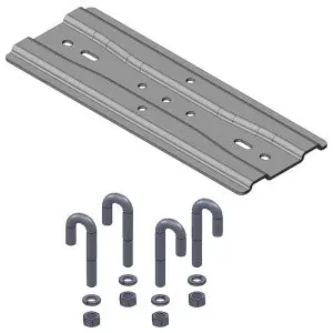 Chatsworth 10595-712 3 in. Channel Rack-To-Runway Mounting Plate Using J-Bolts 9 to 12 in. W