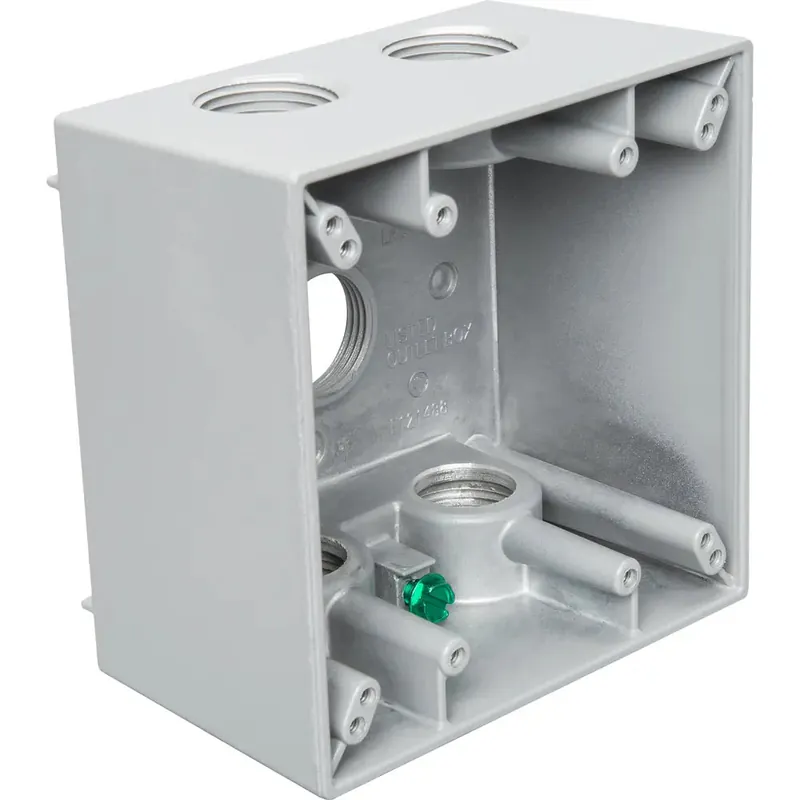 Teddico DTB-75V BWF DTB-75V Deep Two Gang Outlet Box with 5 Threaded Outlets