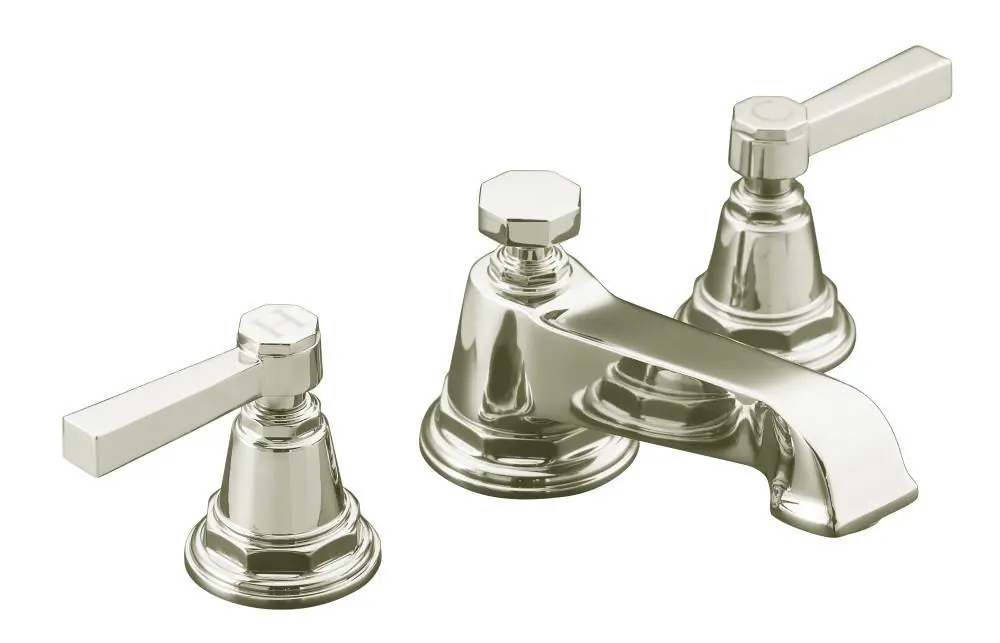 KOHLER 13132-4A-SN Pinstripe Two Handle Widespread Bathroom Sink Faucet in Vibrant Polished Nickel