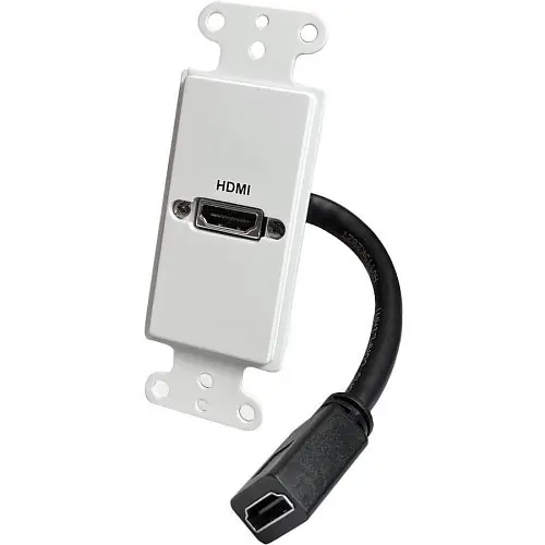Comprehensive WPD-HD1-AW HDMI Pass-Through Single Gang Decorative Wall Plate with Pigtail - White
