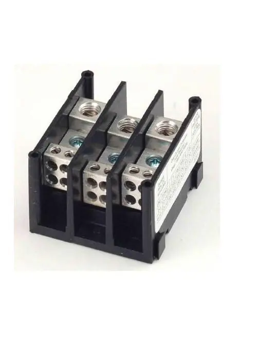 Marathon Special Products 1412400 14 to 2 AWG 115 Amp 600 Volt 2-Pole Thermoplastic Standard Power Distribution Block