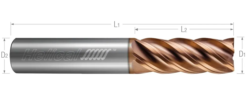 Helical 59844 Helical Carbide E.Mill 3/8 in Diameter Cutter (1-1/4 in Length of Cut)