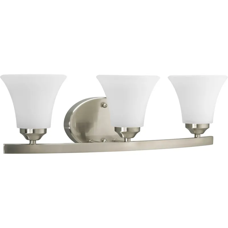 Progress P2010-09 Adorn Collection Three-Light Brushed Nickel Etched Glass Traditional Bath Vanity Light