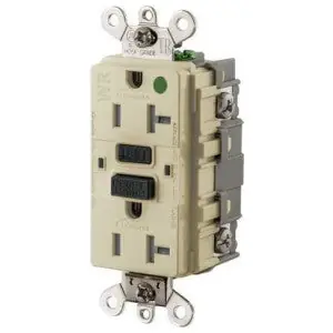 Hubbell Wiring Device - Kellems GF8300SGI GFCI Receptacle 20A 125V Back and Side Wired Ivory 14 to 10 AWG